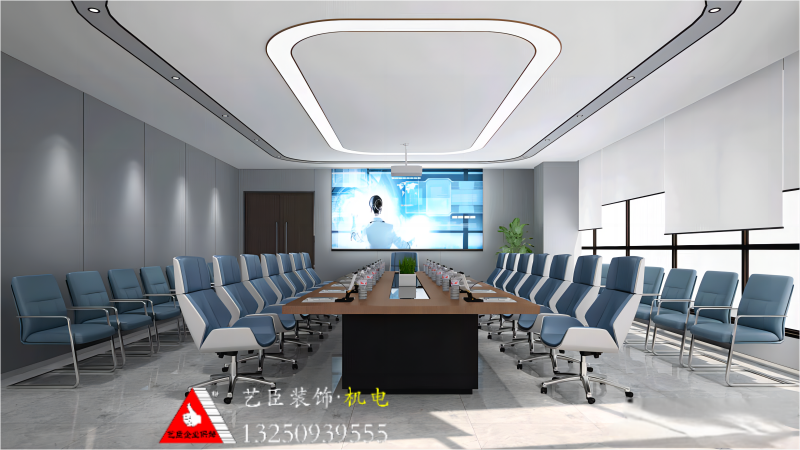 大型辦公樓裝修大會(huì)議室效果